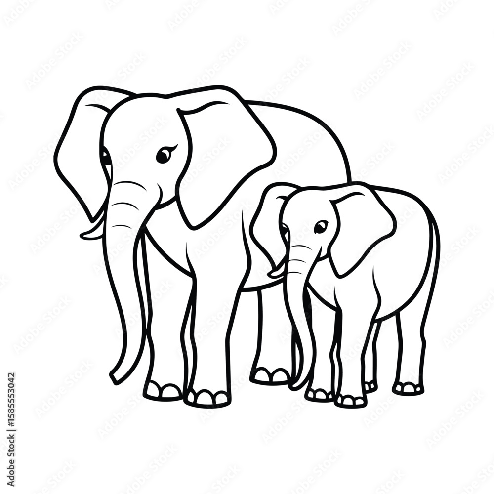 Fototapeta premium Mother and baby elephants parent child