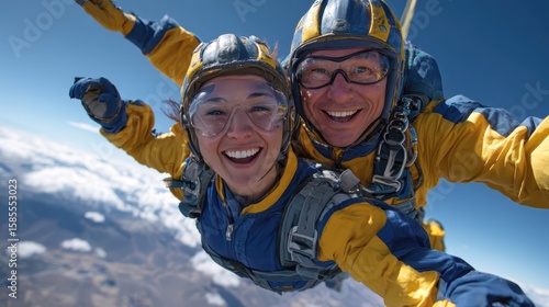 Wallpaper Mural Thrilling skydiving adventure above breathtaking landscapes and clouds Torontodigital.ca