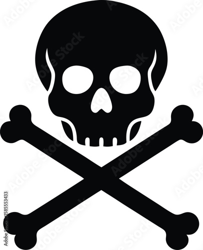single black head skull silhouette vector illustration