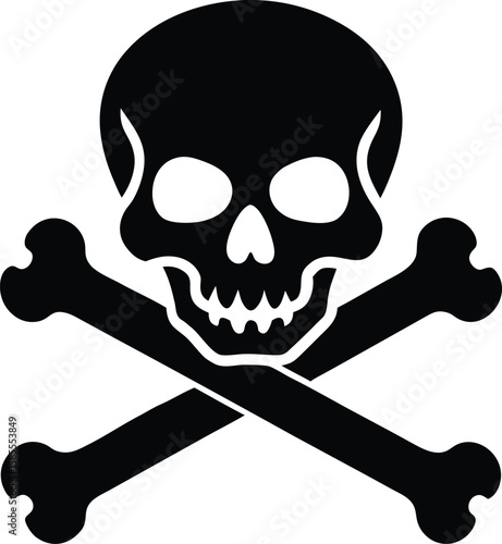 single black head skull silhouette vector illustration
