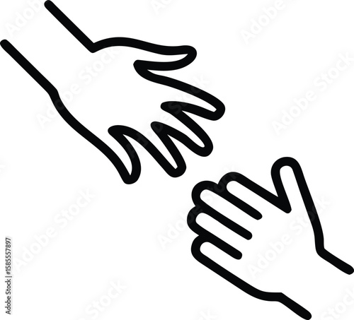 Helping hands line icon for support, care, and teamwork illustration symbol