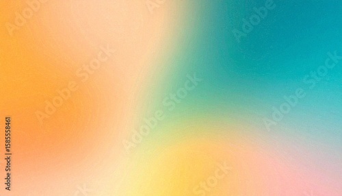 Orange teal green pink abstract grainy gradient background noise texture effect summer poste.