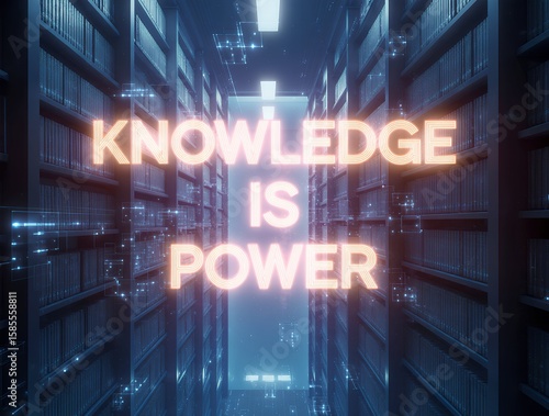 A vast library of knowledge, illuminated by the glow of 