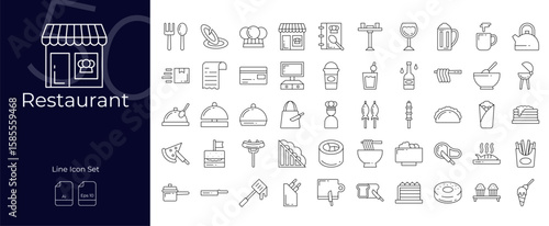 Restaurant Line Editable Icons set. Vector illustration in modern thin line style of Restaurant icons: restaurant, eatery, kitchen, etc