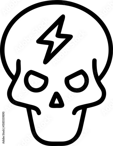 skull with lightning bolt icon vector 