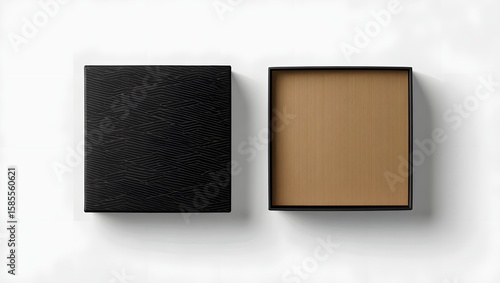 Elegant black box open box mockup presentation gift box product packaging square box design concept