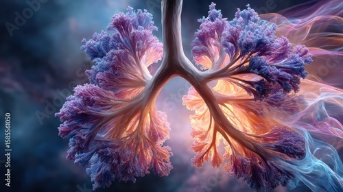 Breath of life captured in vibrant, ethereal lung-like structures