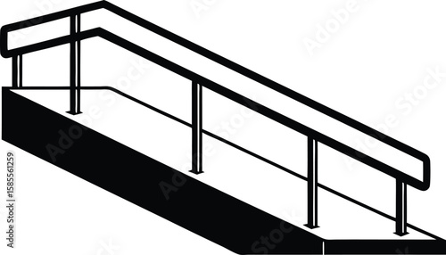 icon representation of a ramp with handrail silhouette vector illustration