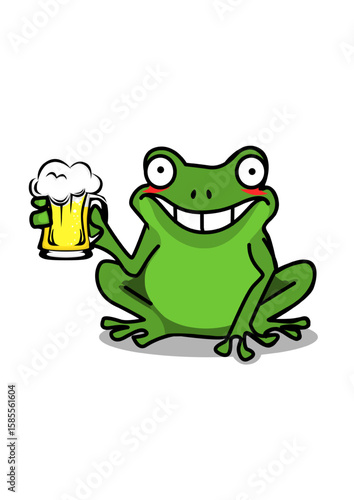 illustration of a frog with a mug of beer