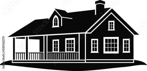 ranch style silhouette vector illustration