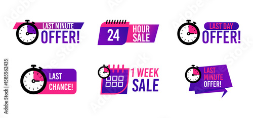 Set of sale badges. Sale promotion banners. Limited and last chance sale offer. Vector eps.