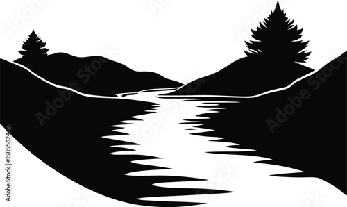  river silhouette vector