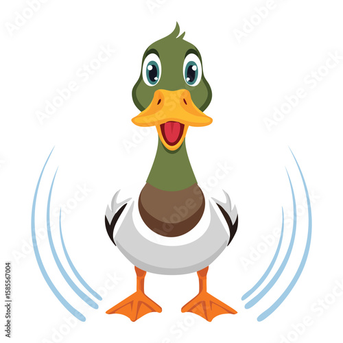 Slika na platnu Energetic Cartoon Duck Waddle Motion Happy Expression