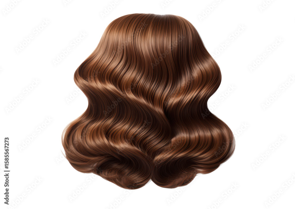 Fototapeta premium long brown female wavy hair style isolated on white or transparent png