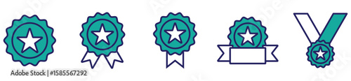 medal, ribbon icon set, collection of medal icon, vector stock, illustration. 