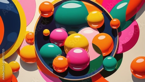 Geometric Circle Composition with Flat Colors