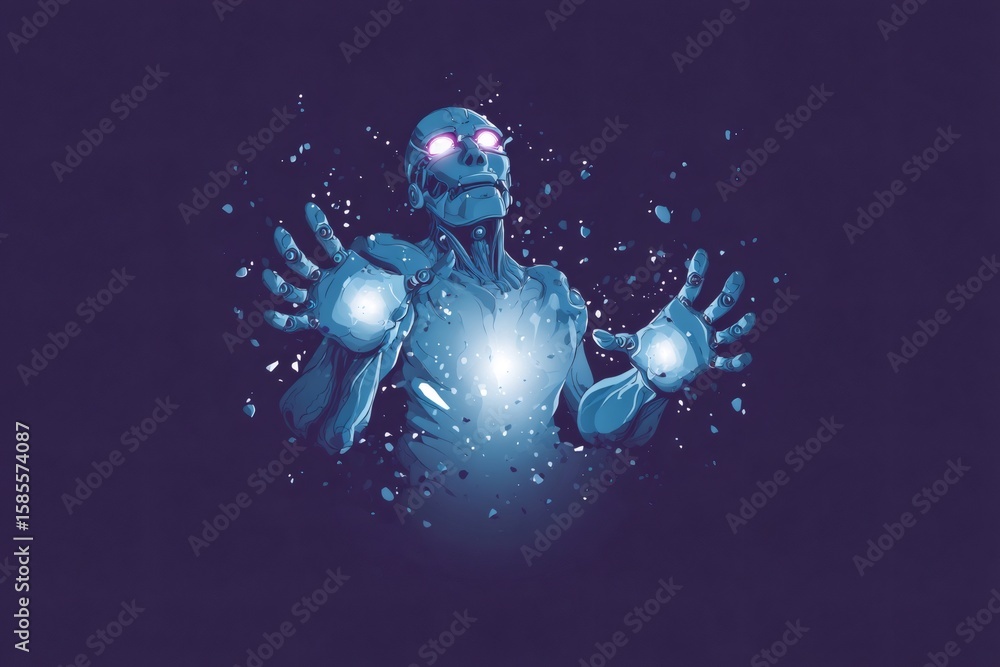 Fototapeta premium Artificial intelligence being creating energy and powering up