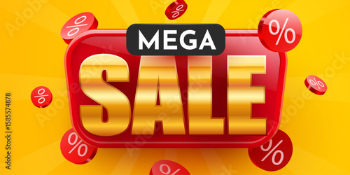 Special offer mega sale. Sale banner and poster. Vector illustration.