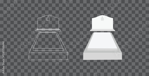 graveyard outline and filled vector illustration