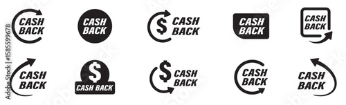 Cash back label collection. Cash back icons. Saving and money refund icons. Vector Illustration.