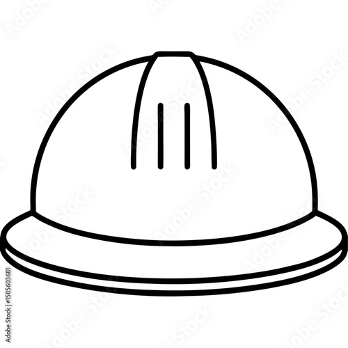 Clean line art illustration of a construction hard hat with ventilation holes isolated on white background