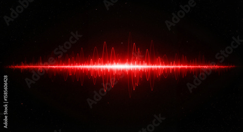 Abstract red sound wave pattern on black background  