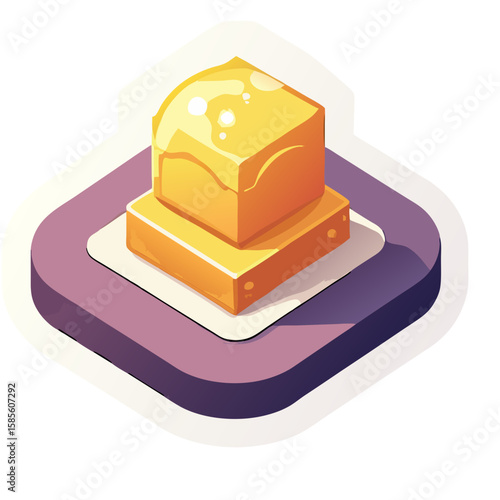 Vector SVG Illustration of Abstract Food Cube with Modern Flat Design Style in Warm Colors for Digital Media