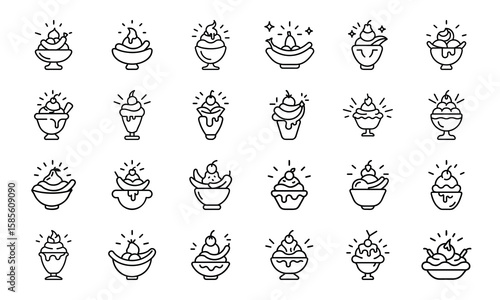 Food and Drink Outline Icons Collection A Comprehensive Set of Culinary Delights and Beverage Symbols