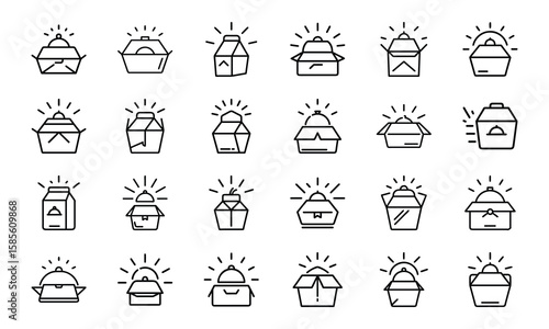 Food and Drink Outline Icons Collection A Comprehensive Set of Culinary Delights and Beverage Symbols