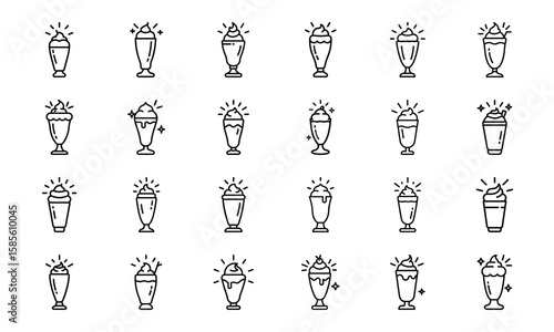 Food and Drink Outline Icons Collection A Comprehensive Set of Culinary Delights and Beverage Symbols