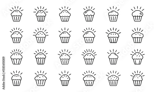 Food and Drink Outline Icons Collection A Comprehensive Set of Culinary Delights and Beverage Symbols