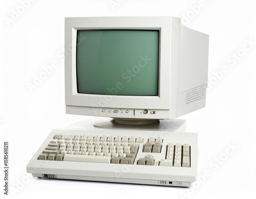 Old personal computer isolated on white background
