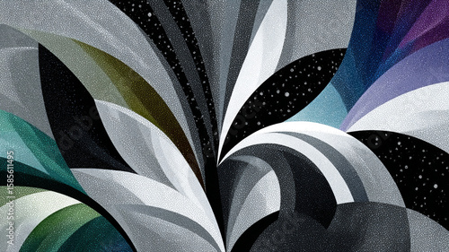 Wallpaper Mural Abstract Floral Burst with Textured Petals in Shades of Gray and Black Torontodigital.ca