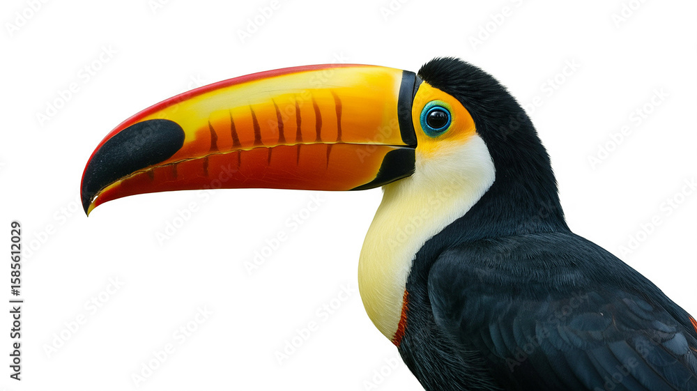 Fototapeta premium Vibrant Toucan Close-Up Tropical Bird Wildlife Portrait