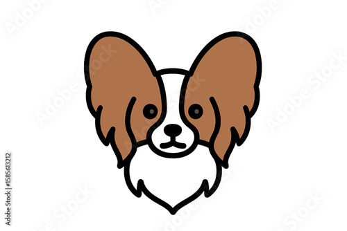 Vector Illustration of a Papillon Dog Face Icon