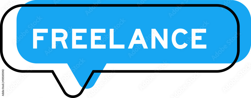 Speech banner and blue shade with word freelance on white background Speech banner and blue shade with word freelance on white background