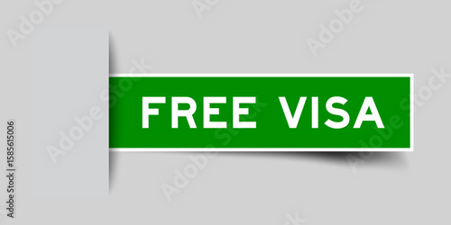 Green color square shape sticker label with word free visa inserted in gray background