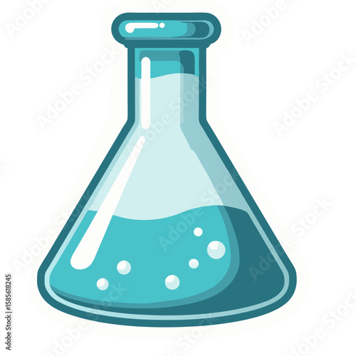 Vector SVG Illustration of Laboratory Flask with Liquid in Flat Modern Style for Scientific and Educational Use