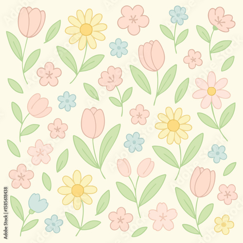 Wallpaper Mural seamless pattern with flowers Torontodigital.ca