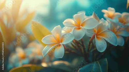 Close-up of blooming flowers with vibrant pink petals and delicate green leaves.