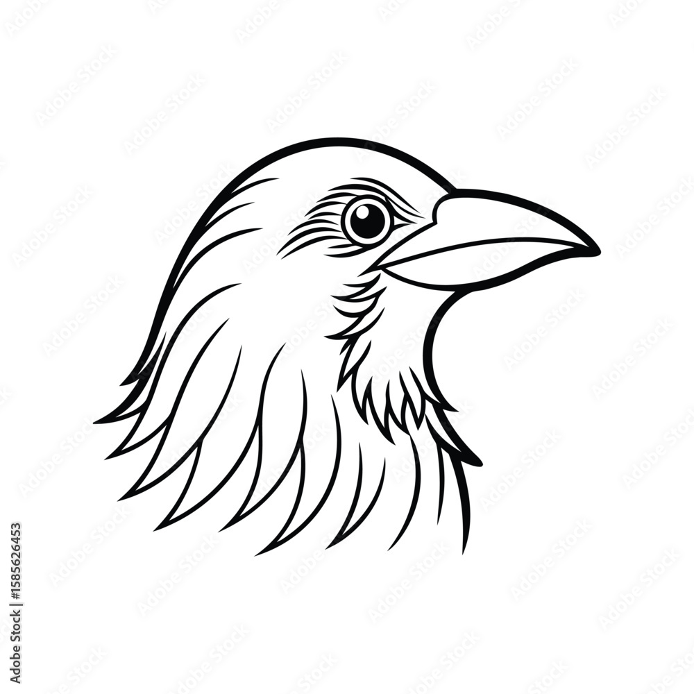 Obraz premium a babbler bird head line art silhouette vector illustration on white background
