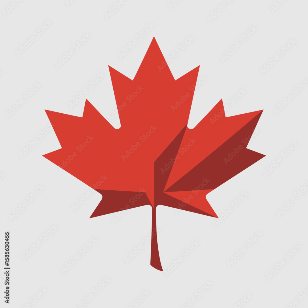 Stylized red maple leaf symbol of canada on a light gray background Stylized red maple leaf symbol of canada on a light gray background