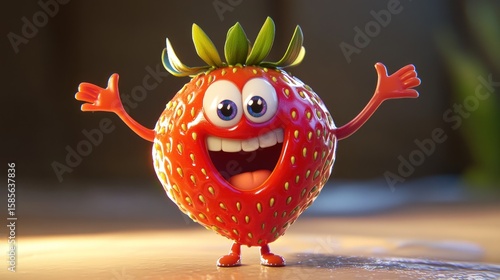 Cartoon strawberry character