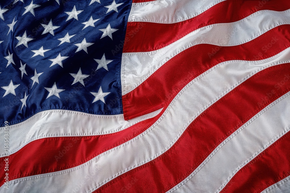 Obraz premium Emblematic flag of America in motion highlighting national colors and pride, perfect for banner use and government agencies