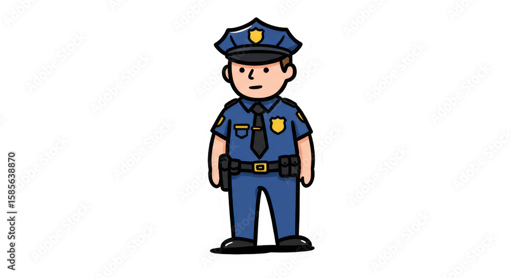 Fototapeta premium Cartoon Police Officer Sticker Illustration