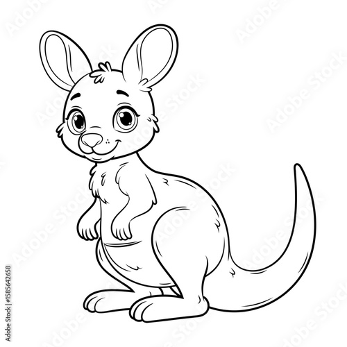 Doodle Vector Illustration of a Kangaroo in Cartoon Style. Isolated on white background. Perfect for animal-themed design projects, stickers and coloring book.