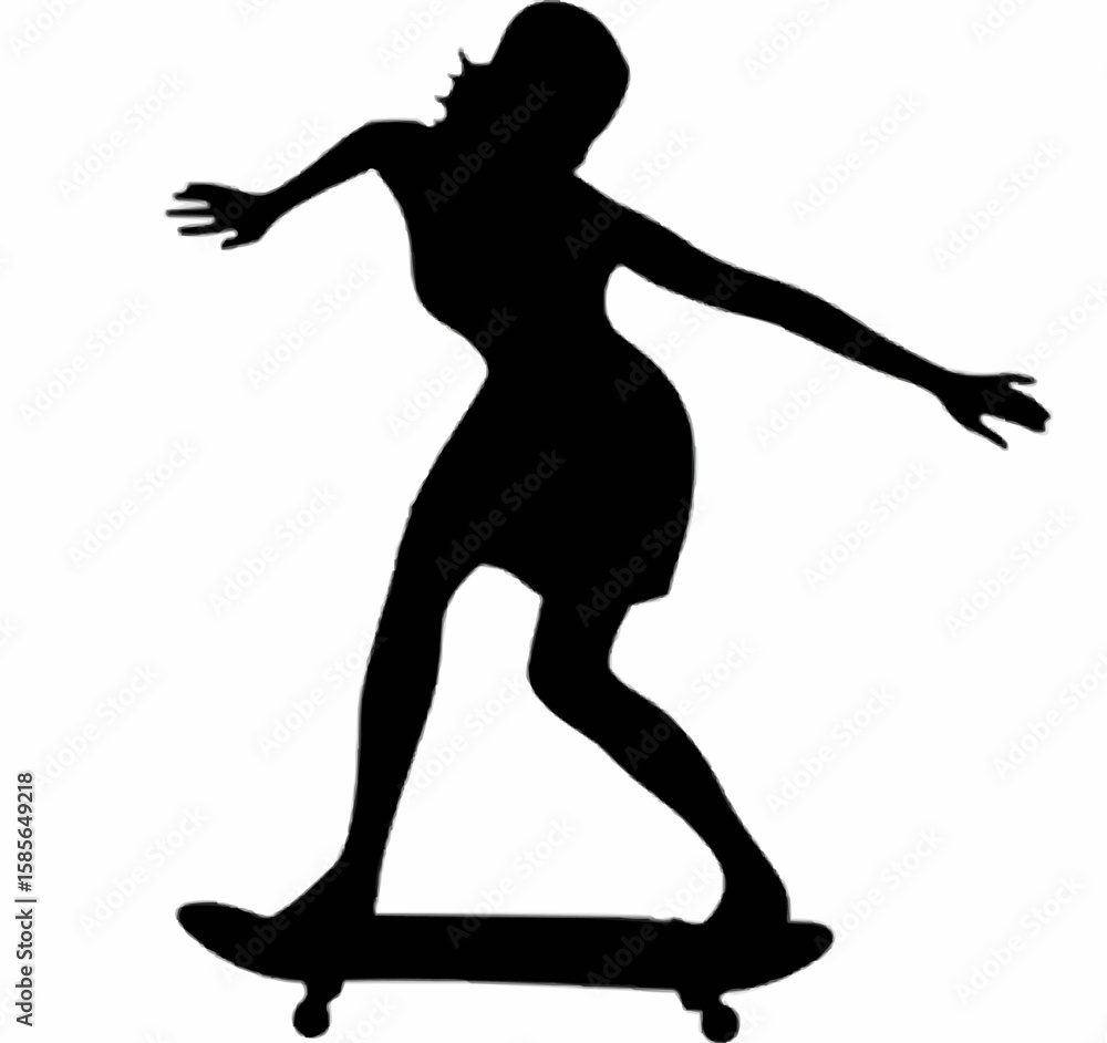 black silhouette of a young woman riding a skateboard black silhouette of a young woman riding a skateboard
