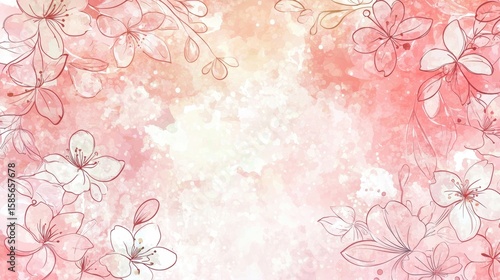Delicate Floral Background with Soft Pink Watercolor Texture