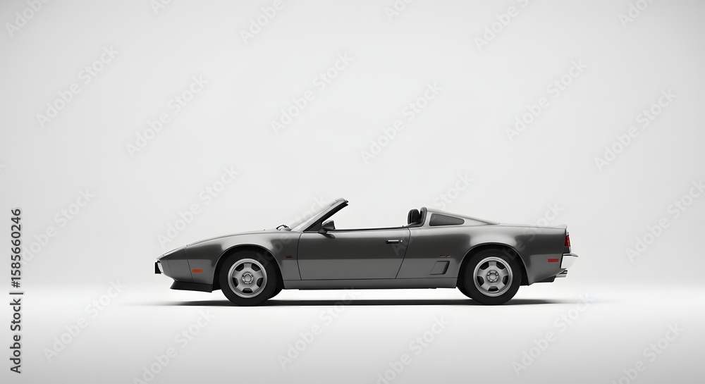 Obraz premium Classic Convertible Car in Side View with Sleek Silver Design