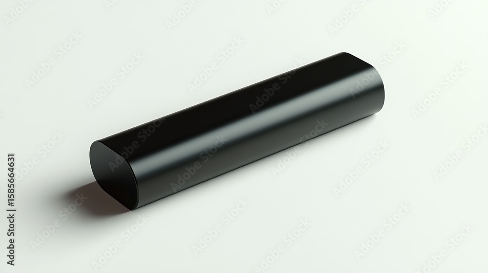 Black cylindrical object on white surface Black cylindrical object on white surface